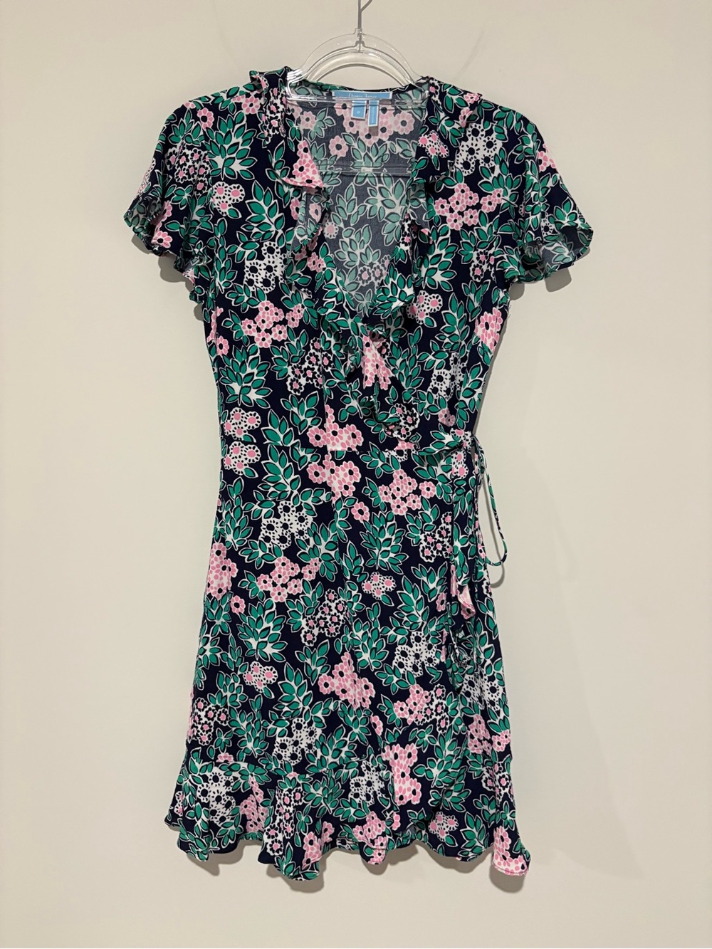 Draper James Tropical floral wrap dress green pink size 0 - Picture 2 of 7